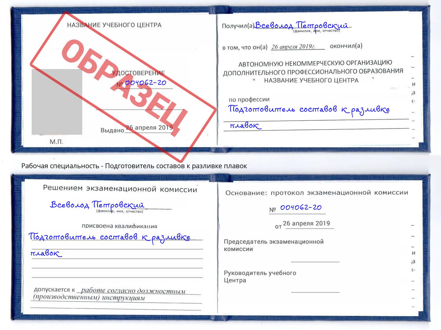 Подготовитель составов к разливке плавок Полевской