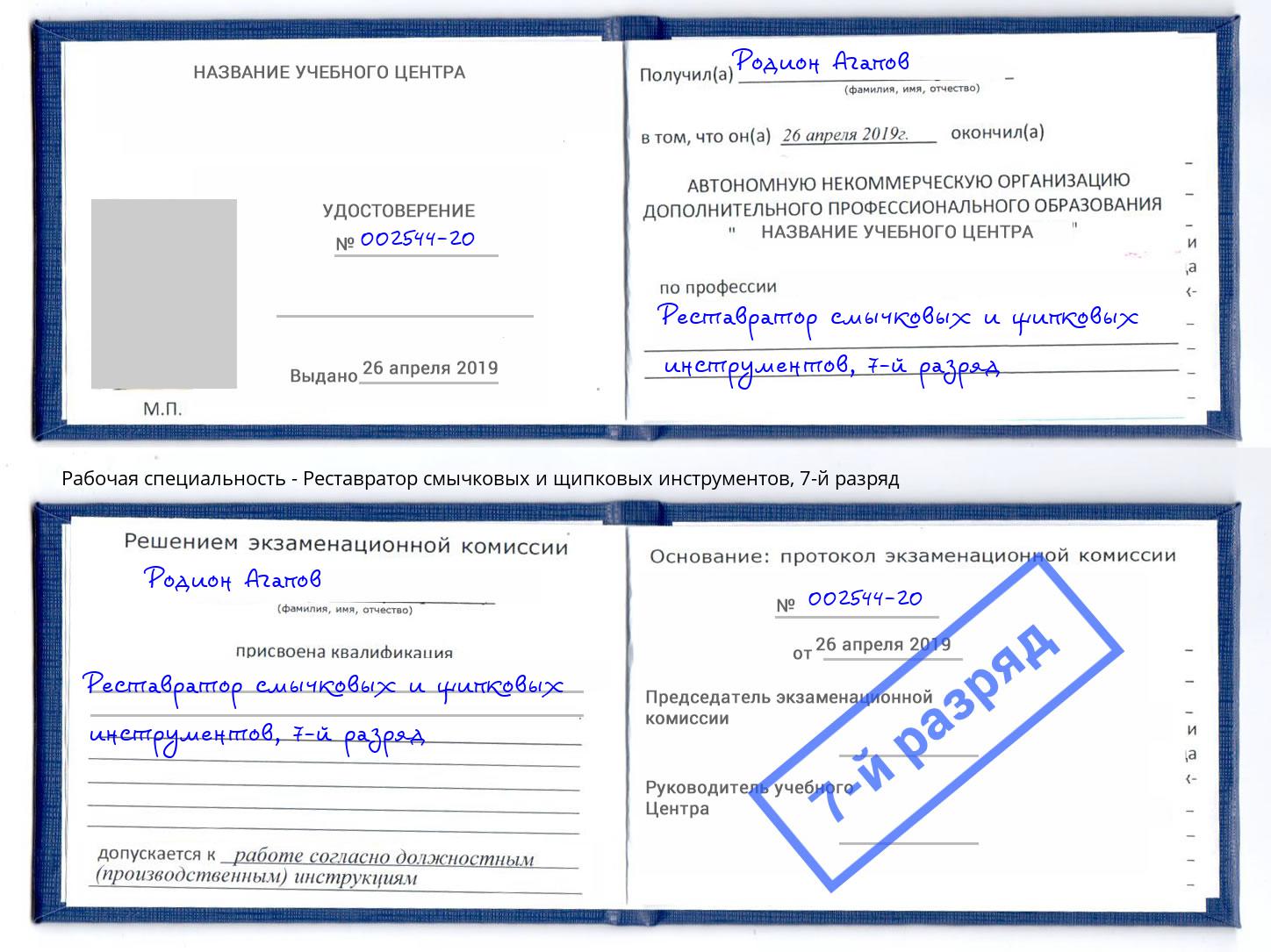 корочка 7-й разряд Реставратор смычковых и щипковых инструментов Полевской